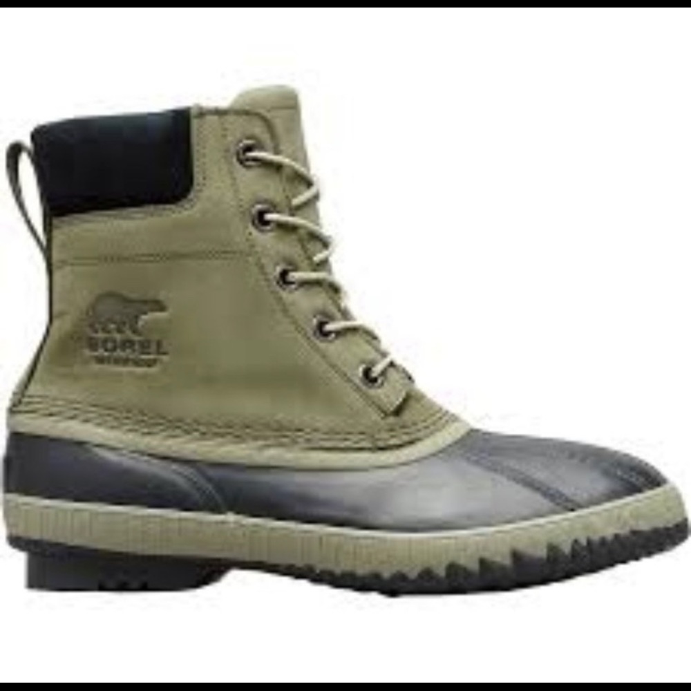Sorel Cheyanne II Mens New Waterproof Leather Boots NWT Size 11.5 Sage / Black